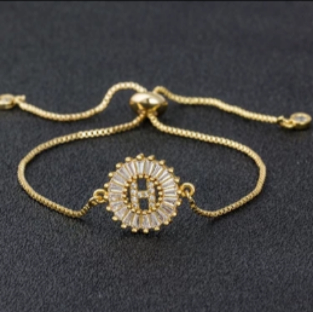 Initial Gold Tone Diamond Bracelets